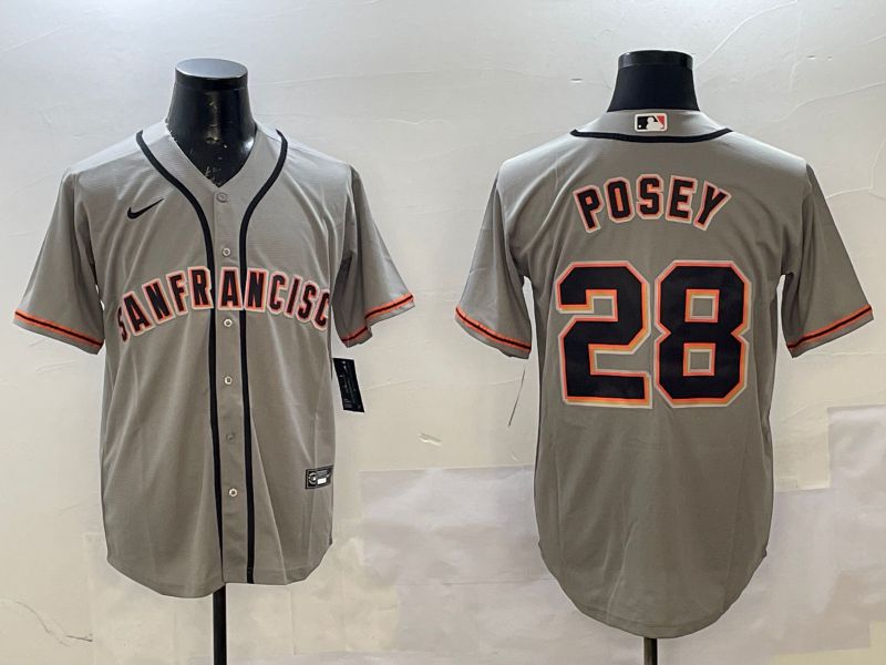 Men San Francisco Giants 28 Posey Grey Game 2025 Nike MLB Jersey style 1
